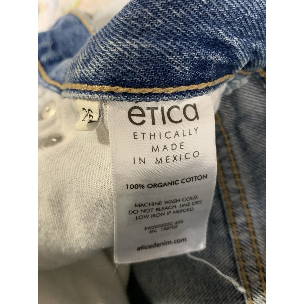 ETICA‎ Altin Loose Fit Crop Jeans Women's 26 Distressed SEA WALL Wash W29 L25 - Picture 6 of 12